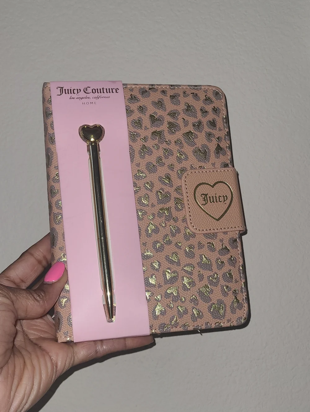 Juicy Couture Pink Notebook with Gold Heart Pen